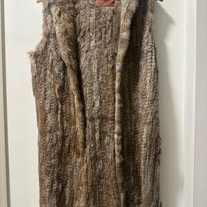 525 America Gray Longline Rabbit Fur Vest